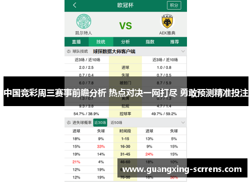中国竞彩周三赛事前瞻分析 热点对决一网打尽 勇敢预测精准投注